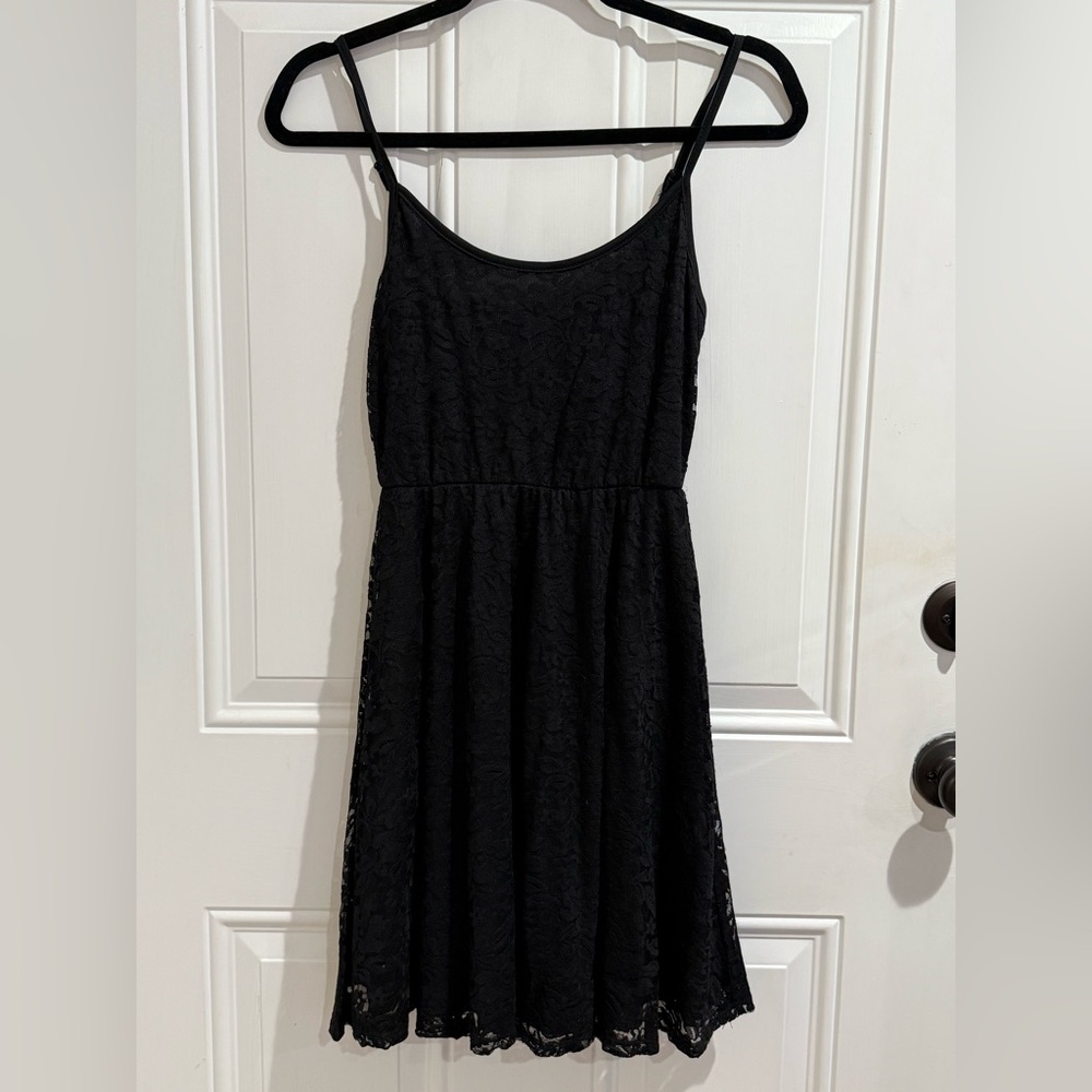 Rue21 Black Lace Adjustable Strap Mini Dress Stretchy Underlay Womens Small S